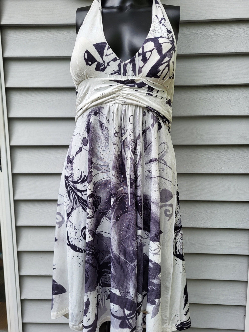 CristinaLove White & Gray fairy rhinestones backless Y2k Dress| XL